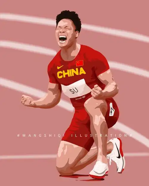 东京奥运会中国代表队procreate人像插画